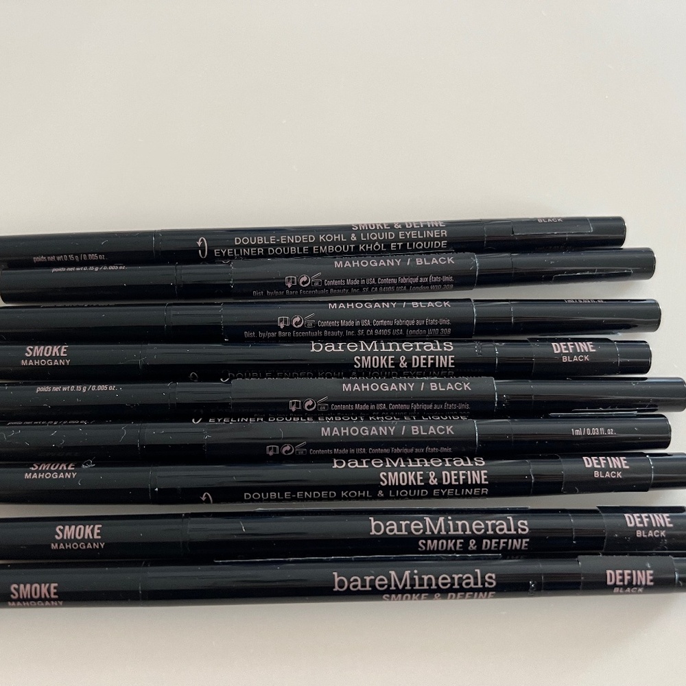 bareMinerals Smoke & Define Double Ended Eyeliner Liquid Kohl Mahogany Black NEW